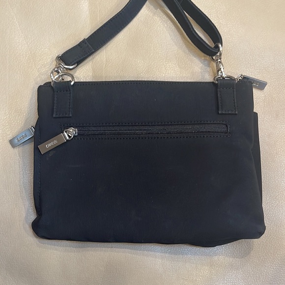 Hobo crossbody bag in black with silver tone hardware, 9 x 6.5 - Picture 3 of 11